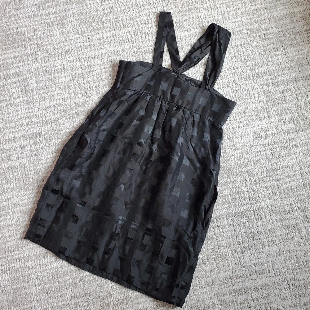 MARC BY MARC JACOBS black checkered pockets babydoll dress size 10